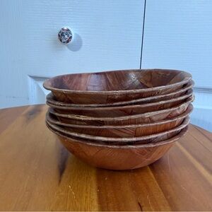 Lot of 7 wooden cereal salad bowls